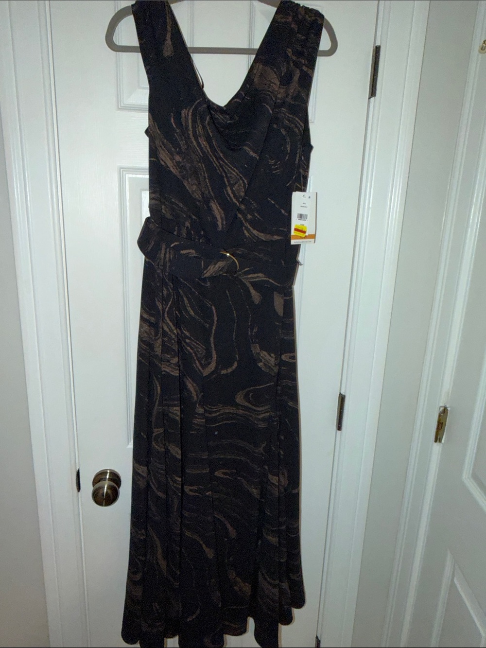 Taylor Black and Brown Marble-Print Maxi Dress